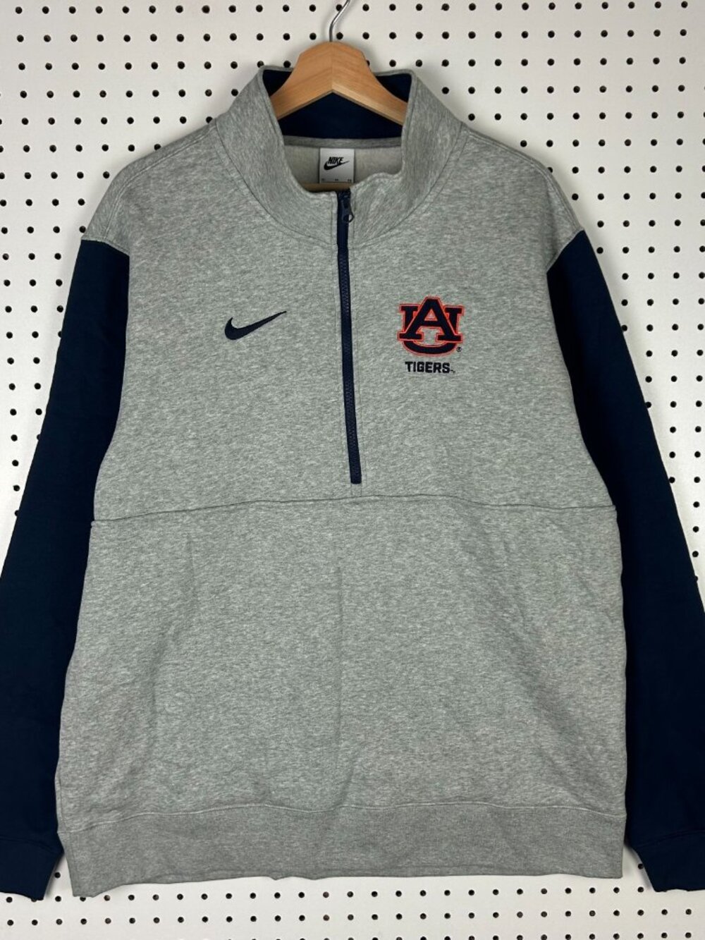 Auburn Tigers Nike Sweatshirt Men's XL Half Zip Club Fleece Gray Stitched Swoosh
